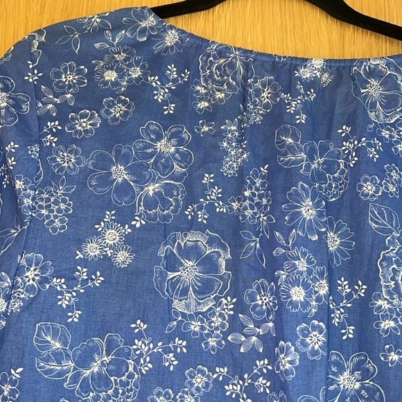 Adonna Blue Toile Nightgown Soft Knit Long Cottage Prairie Long Sleeves Size M - Picture 7 of 11